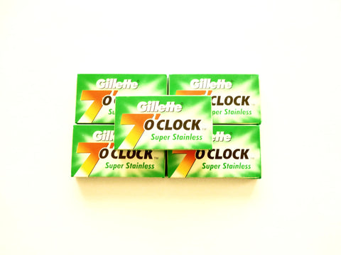 25 Gillette 7 O'clock super stainless double edge razor blades